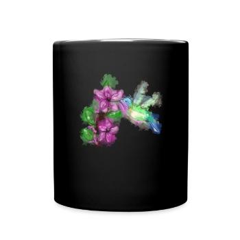 Hummingbird Aquarell Vogelbeobachter Kolibri - Tasse einfarbig - Schwarz - Vorne