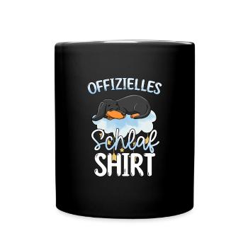 Offizielles Schlafshirt Dackel - Tasse einfarbig - Schwarz - Vorne
