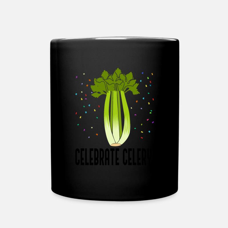 Celebrate Celery Vegetable Funny Saying Leek - Full Colour Mug - black
