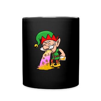 Kotzen Elf Funny Christmas Elf Drunk Elf KotzeKopp - Tasse einfarbig - Schwarz - Vorne