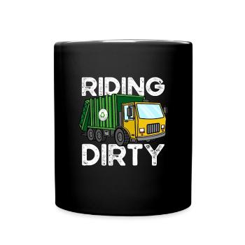 Reiten schmutziger M�llwagen M�llwagen M�lltagschm - Tasse einfarbig - Schwarz - Vorne