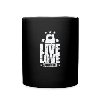 Live Love Cornhole Spiel Freizeit Hobby - Tasse einfarbig - Schwarz - Vorne