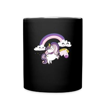 Einhorn Steckenpferd Hobbyhorsing - Tasse einfarbig - Schwarz - Vorne