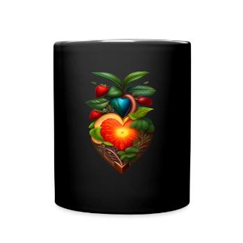 Fruits, Fruits, Cœur, Végétalien, Végétarien - Mug uni - noir - Devant