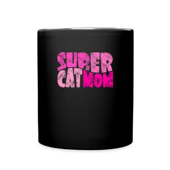 Super Cat Mom pour la meilleure maman chat jamais rétro - Mug uni - noir - Devant