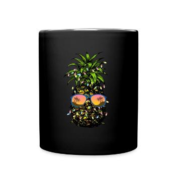 Weihnachten im Juli Ananas lustiges Weihnachten Ju - Tasse einfarbig - Schwarz - Vorne