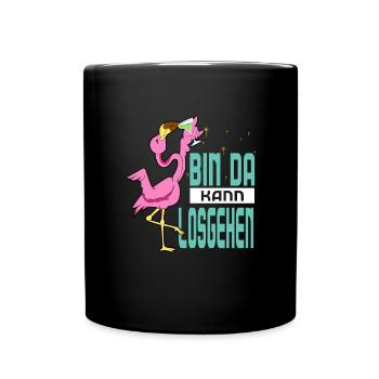 Bin Da Kann Losgehen - Tasse einfarbig - Schwarz - Vorne