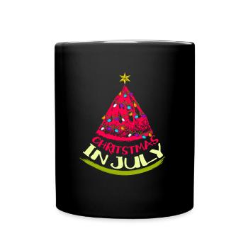 Weihnachten im Juli Watermelon Slice Weihnachten J - Tasse einfarbig - Schwarz - Vorne