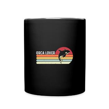 Les amoureux des orques Les créatures marines protègent le coucher du soleil - Mug uni - noir - Devant
