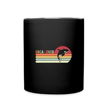 Les amoureux des orques Les créatures marines protègent le coucher du soleil - Mug uni - noir - Devant