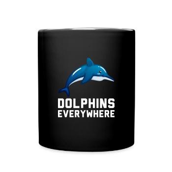 Dolphins Everywhere IQ Clever Sea Creatures - Full Colour Mug - black - Front