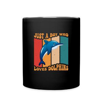 Just A Boy Who Loves Dolphins Water Sea Dolphins - Full Colour Mug - black - Front