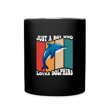 Juste un garçon qui aime les dauphins Animaux marins aquatiques - Mug uni - noir - Devant