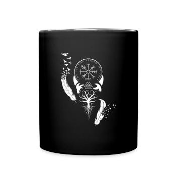 Raven Norse Tree Mythology Rune - Full Colour Mug - black - Front
