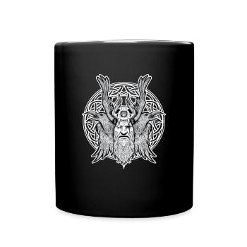 Raven Odin Norse Mythology Rune - Full Colour Mug - black - Front