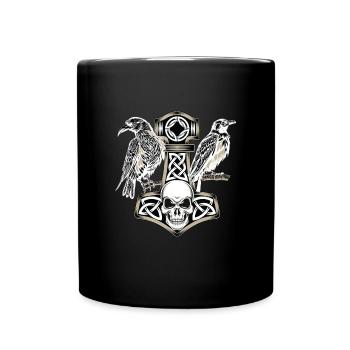 Raven Norse Hammer Mythology Rune - Full Colour Mug - black - Front