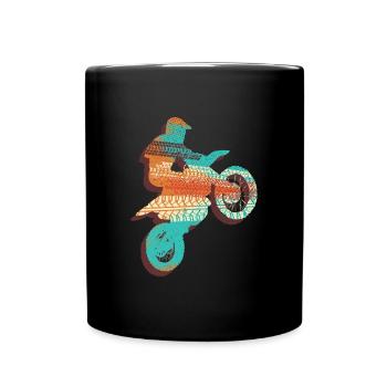 Motocross Motorrad Biker Bike - Tasse einfarbig - Schwarz - Vorne