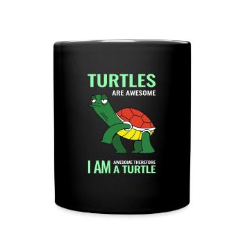 Les tortues sont géniales je suis génial donc je suis un - Mug uni - noir - Devant