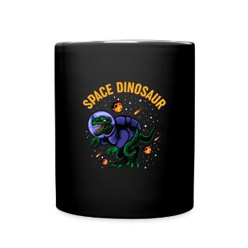Space Dinosaur Weltall Erkundung Meteorit Fans - Tasse einfarbig - Schwarz - Vorne