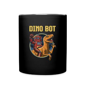 Dinosaur Dino Bot Rex Saurus Gift - Full Colour Mug - black - Front