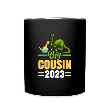 Dinosaurier Din Big Cousin 2023 Saurus Geschenk - Tasse einfarbig - Schwarz - Vorne