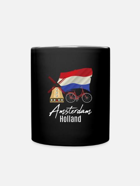 Nehterlands flag moulin à vent Pays-Bas - Mug uni - noir