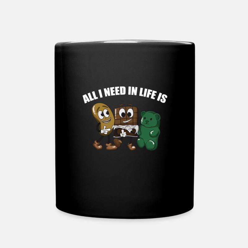 Croustilles, chocolat et oursons gélifiés - Mug uni - noir