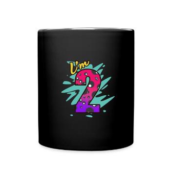 2. Geburtstag - Tasse einfarbig - Schwarz - Vorne
