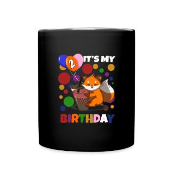 2nd Birthday Fox - Full Colour Mug - black - Front
