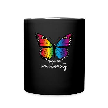 Umarmen Sie Neurodiversity Butterfly Autism Awaren - Tasse einfarbig - Schwarz - Vorne