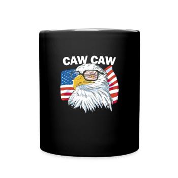 CAW CAW Eagle lustiger patriotischer Adler 4. Juli - Tasse einfarbig - Schwarz - Vorne