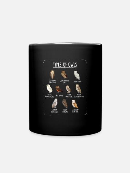 Types Of Owls Eule Vogel Eulen Vögel - Tasse einfarbig - Schwarz