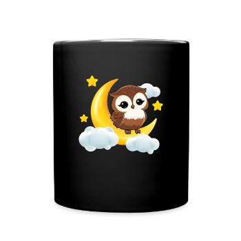 Eule Mond Vogel Süß Eulen Vögel - Tasse einfarbig - Schwarz - Vorne