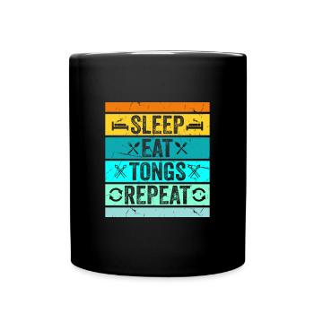 Sleep Eat Tongs Repeat Blacksmith Hammer Tool - Full Colour Mug - black - Front