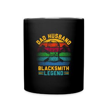 Dad Husband Blacksmith Legend And I Rock Them Both - Full Colour Mug - black - Front