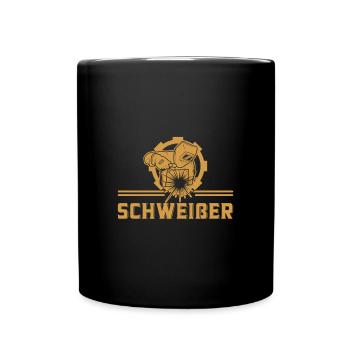 Schweißer Halbarm Metallbauer Zahnrad - Tasse einfarbig - Schwarz - Vorne