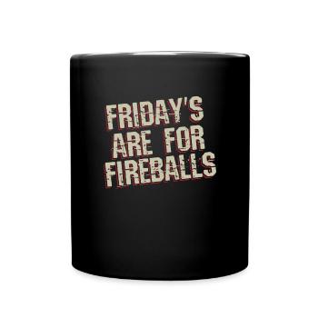 Freitags sind f�r Feuerb�lle lustiger Feuerball - Tasse einfarbig - Schwarz - Vorne
