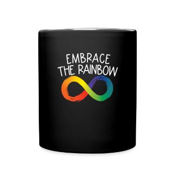 Umfassen Sie die Neurodiversit�t von Regenbogeninf - Tasse einfarbig - Schwarz - Vorne