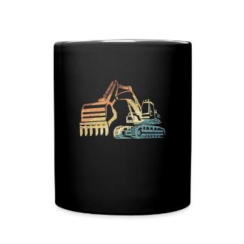 Bagger Retro Kinder Jungen Mädchen - Tasse einfarbig - Schwarz - Vorne