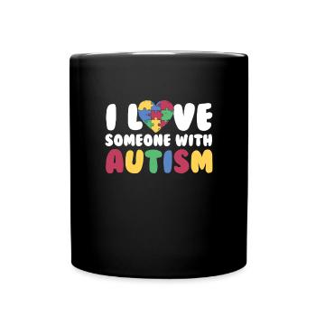 Ich liebe jemanden mit Autismus Herz Puzzle Autism - Tasse einfarbig - Schwarz - Vorne