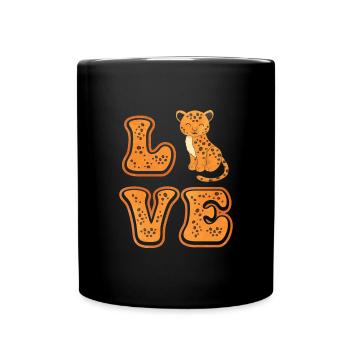 Jaguar Liebe - Tasse einfarbig - Schwarz - Vorne