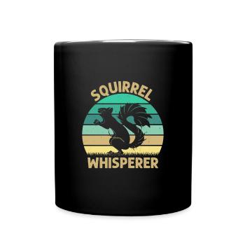 Squirrel Whisperer Background Retro Style Colors - Full Colour Mug - black - Front