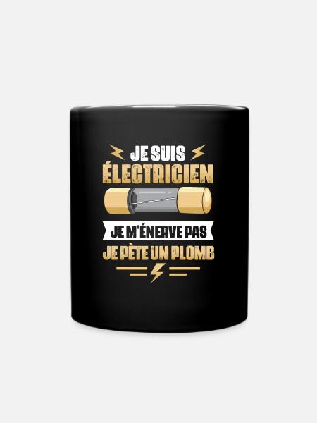Idée cadeau papa humour fête des pères électricien - Mug uni - noir