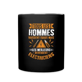 Idée cadeau papa humour fête des pères électricien - Mug uni - noir - Devant