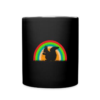 Squirrel Rainbow Color Background Nut - Full Colour Mug - black - Front