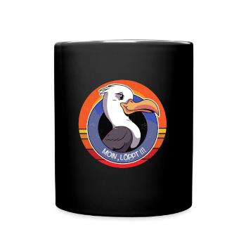 Moin löppt Möwe - Tasse einfarbig - Schwarz - Vorne