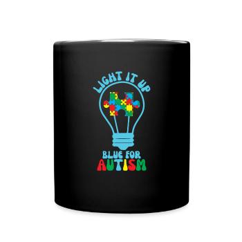 Hell es blau f�r Autismus Licht Autismusbewusstsei - Tasse einfarbig - Schwarz - Vorne