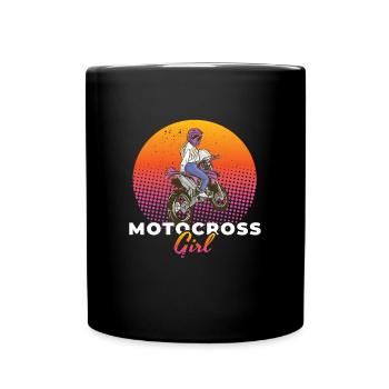 Motocross Girl Motorrad Biker Bike - Tasse einfarbig - Schwarz - Vorne
