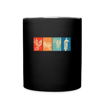 Motocross Retro Motorcycle Biker Bike - Full Colour Mug - black - Front
