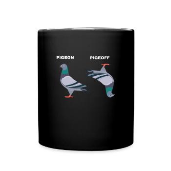 PigeON PigeOFF pigeon pigeons funny - Full Colour Mug - black - Front